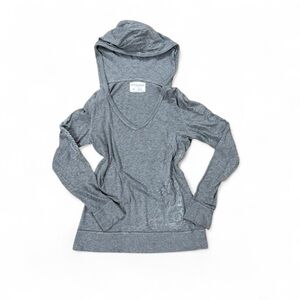Aeropostale Y2K Grey Hooded Long Sleeve Grunge Top Women’s Size L